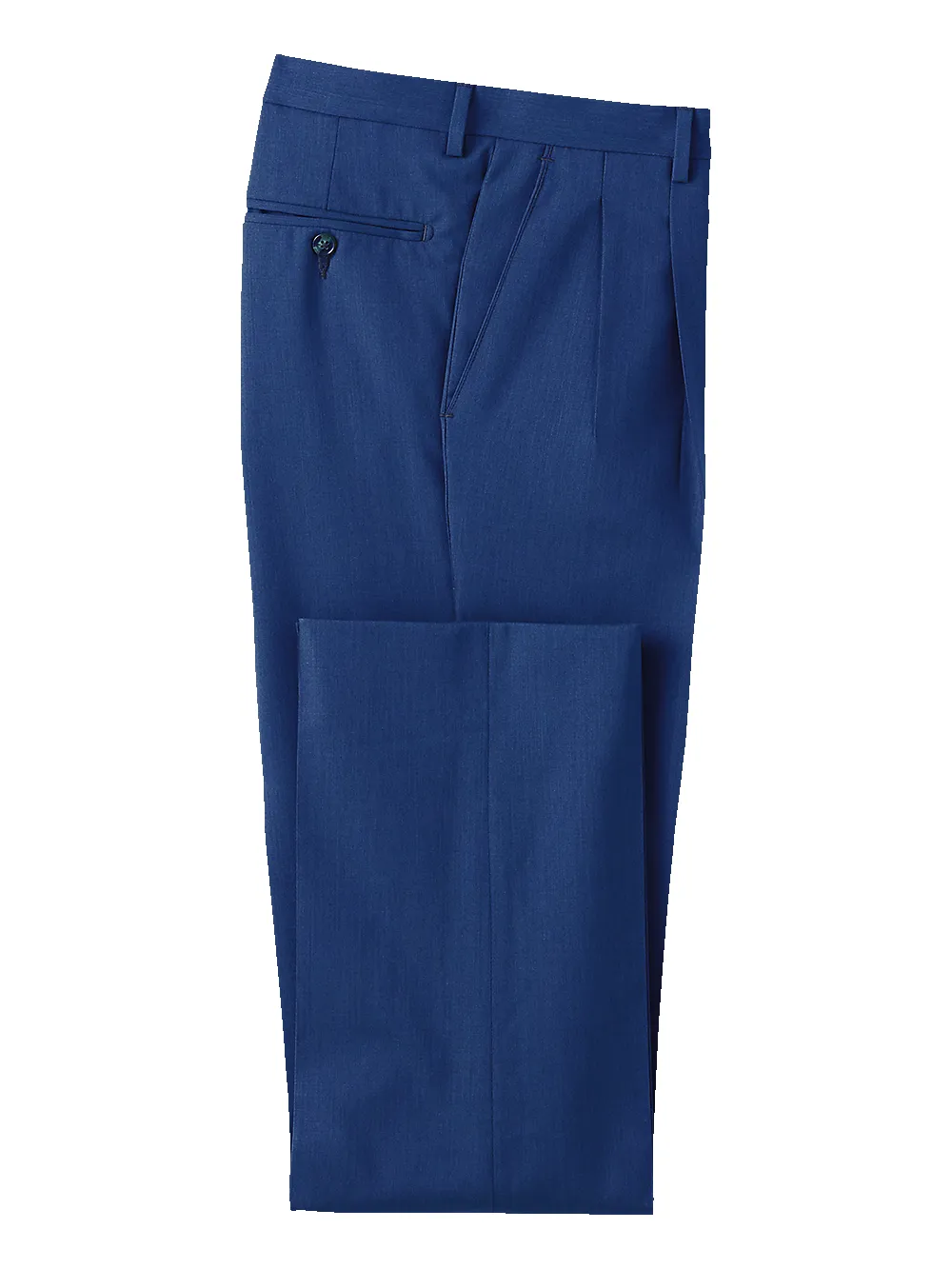 Tropical Weight Wool Pleated Pants - Blue sold by Paul Fredrick
