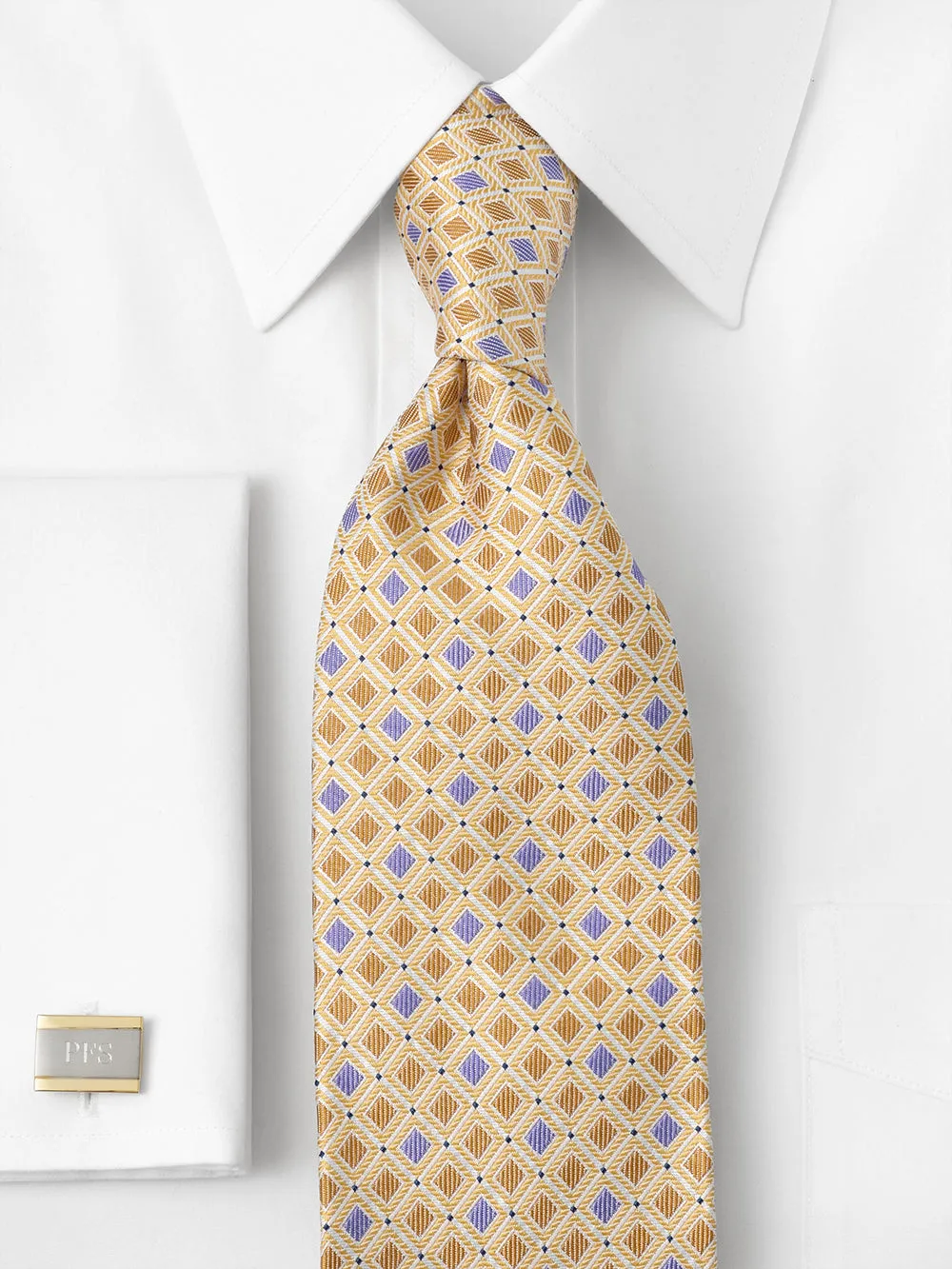 Geometric Woven Silk Tie sold by Paul Fredrick product image thumbnail 2