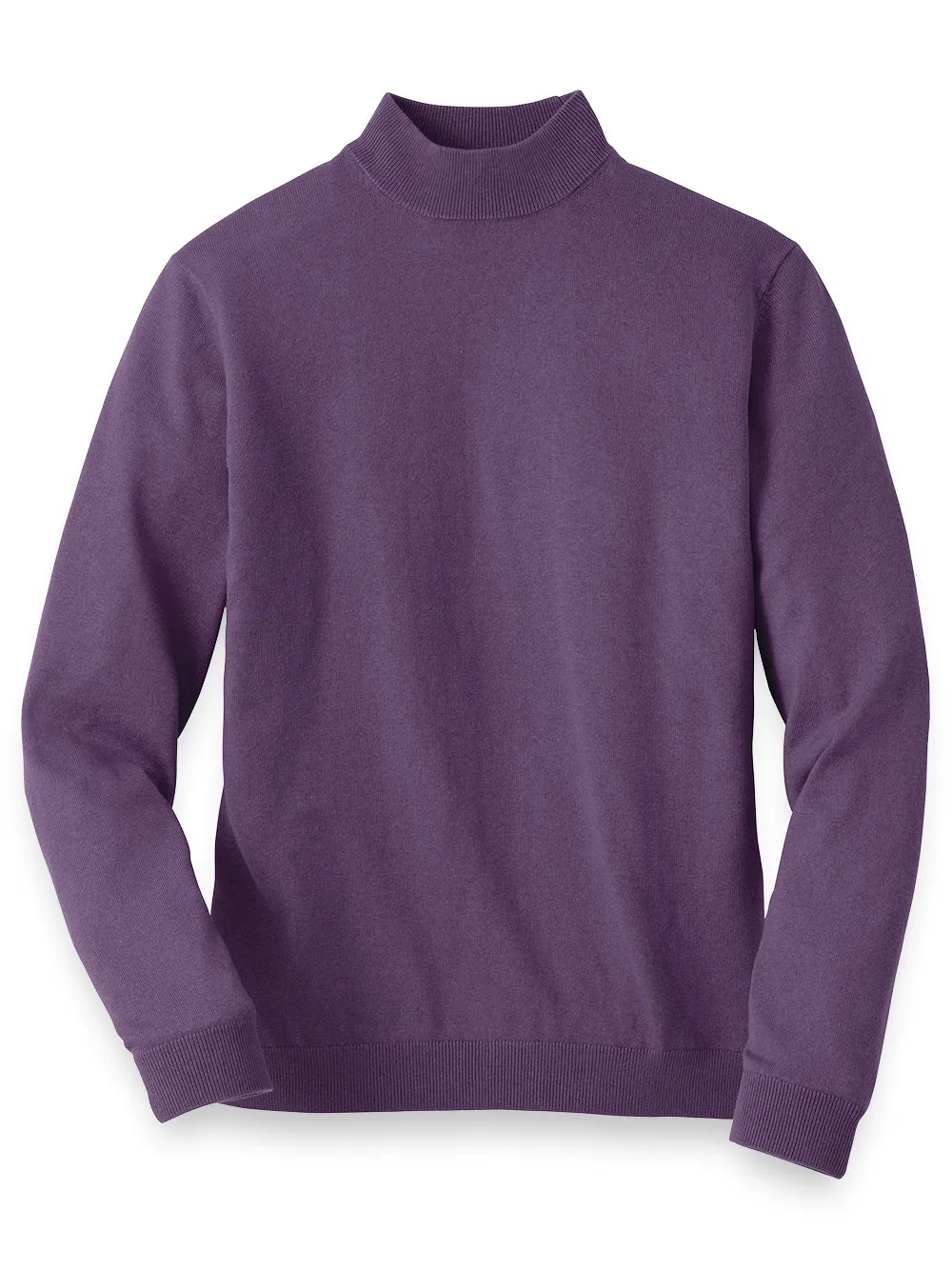 Silk Cotton And Cashmere Mock Neck Sweater - Dark Purple sold by Paul Fredrick