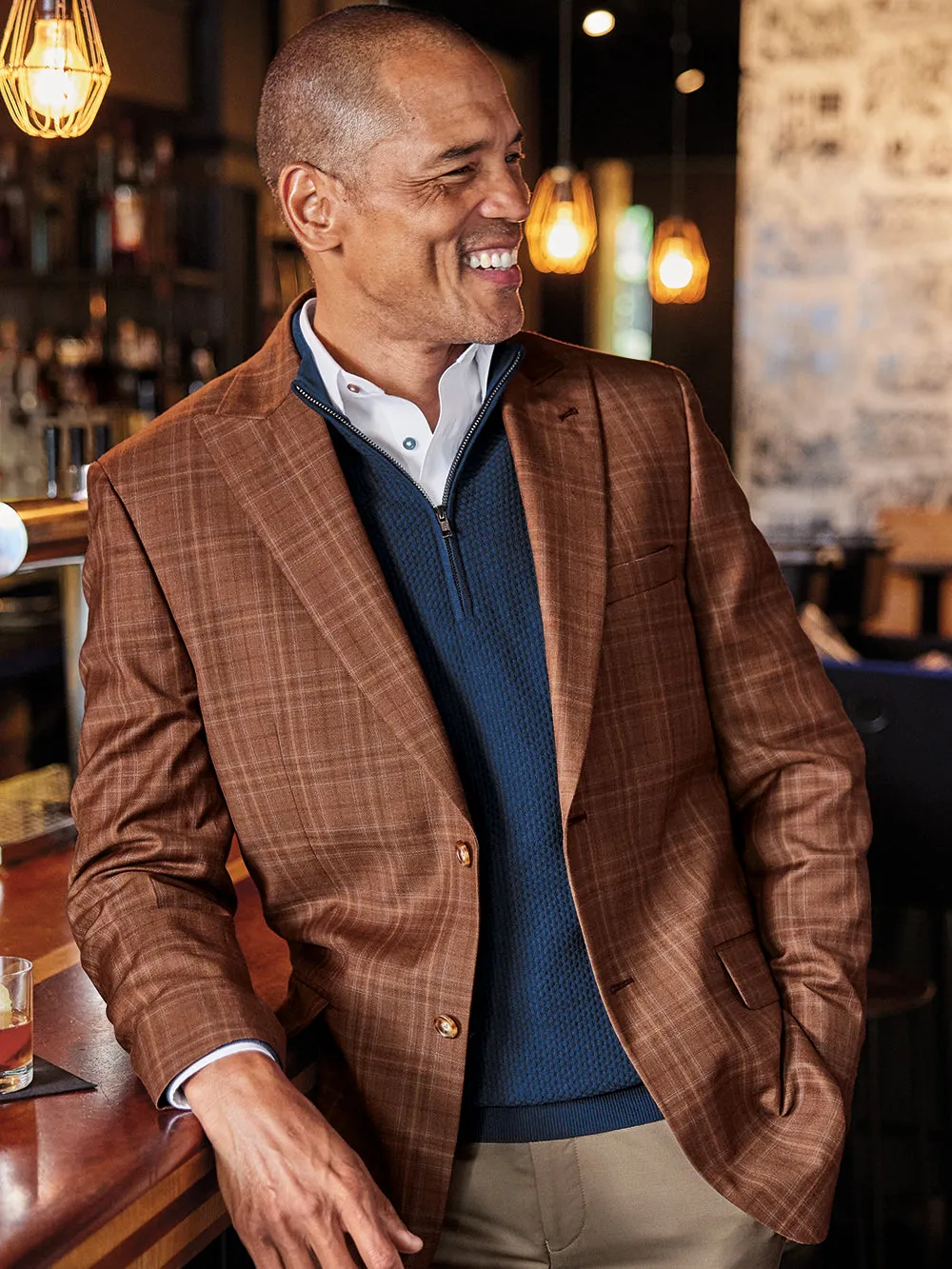 Italian Wool Plaid Single Breasted Peak Lapel Sport Coat sold by Paul Fredrick product image thumbnail 2