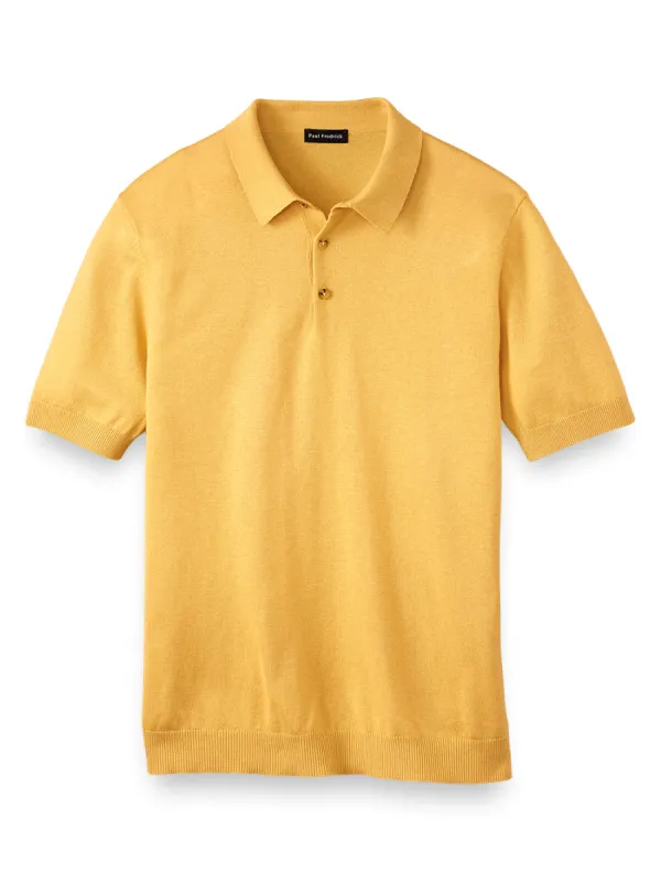 Silk Cotton Cashmere Three Button Polo | Clearance sold by Paul Fredrick