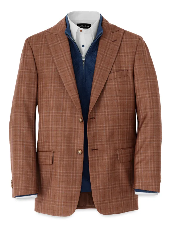 Italian Wool Plaid Single Breasted Peak Lapel Sport Coat sold by Paul Fredrick