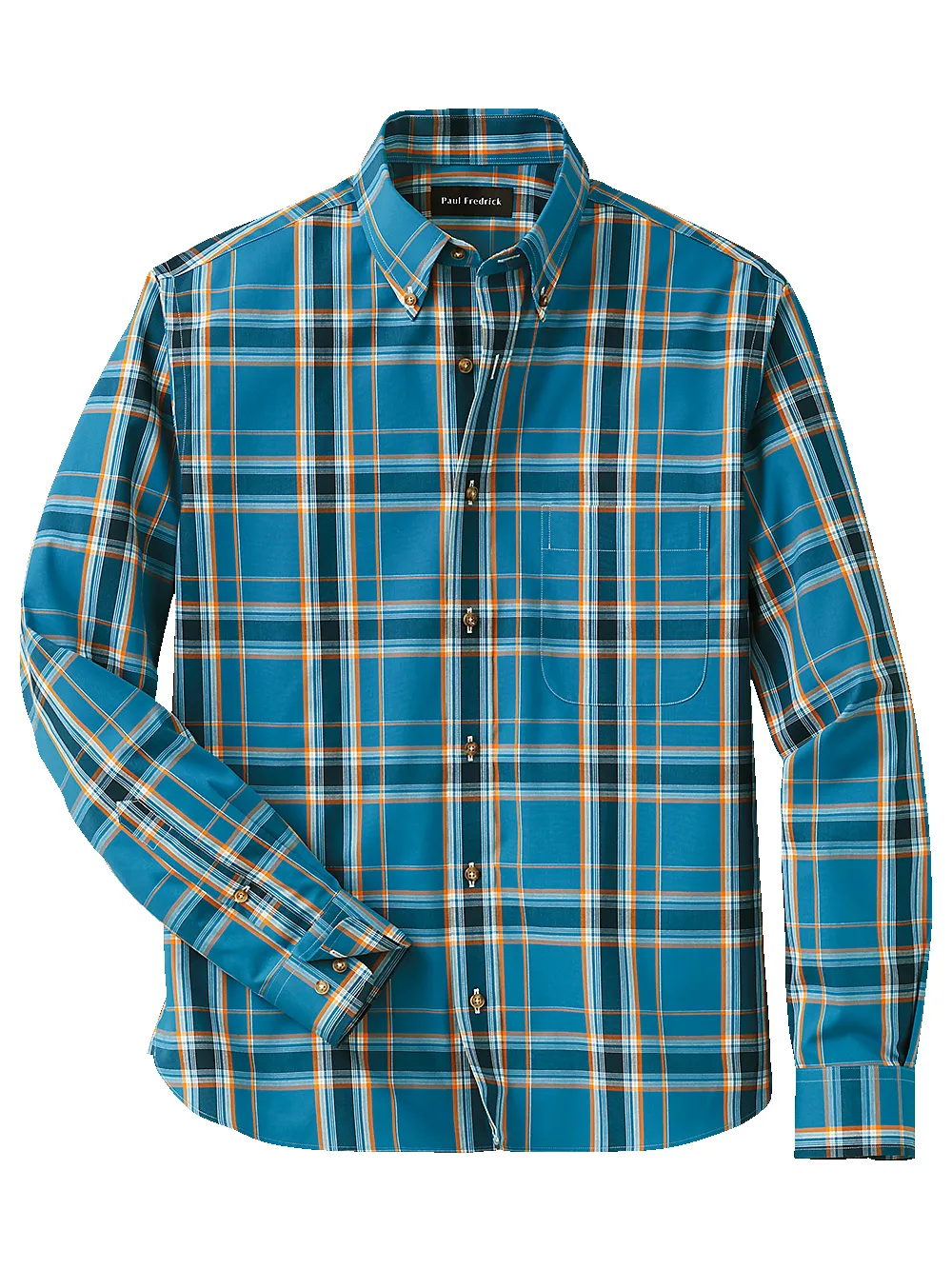 Cotton Plaid Casual Shirt - Teal sold by Paul Fredrick