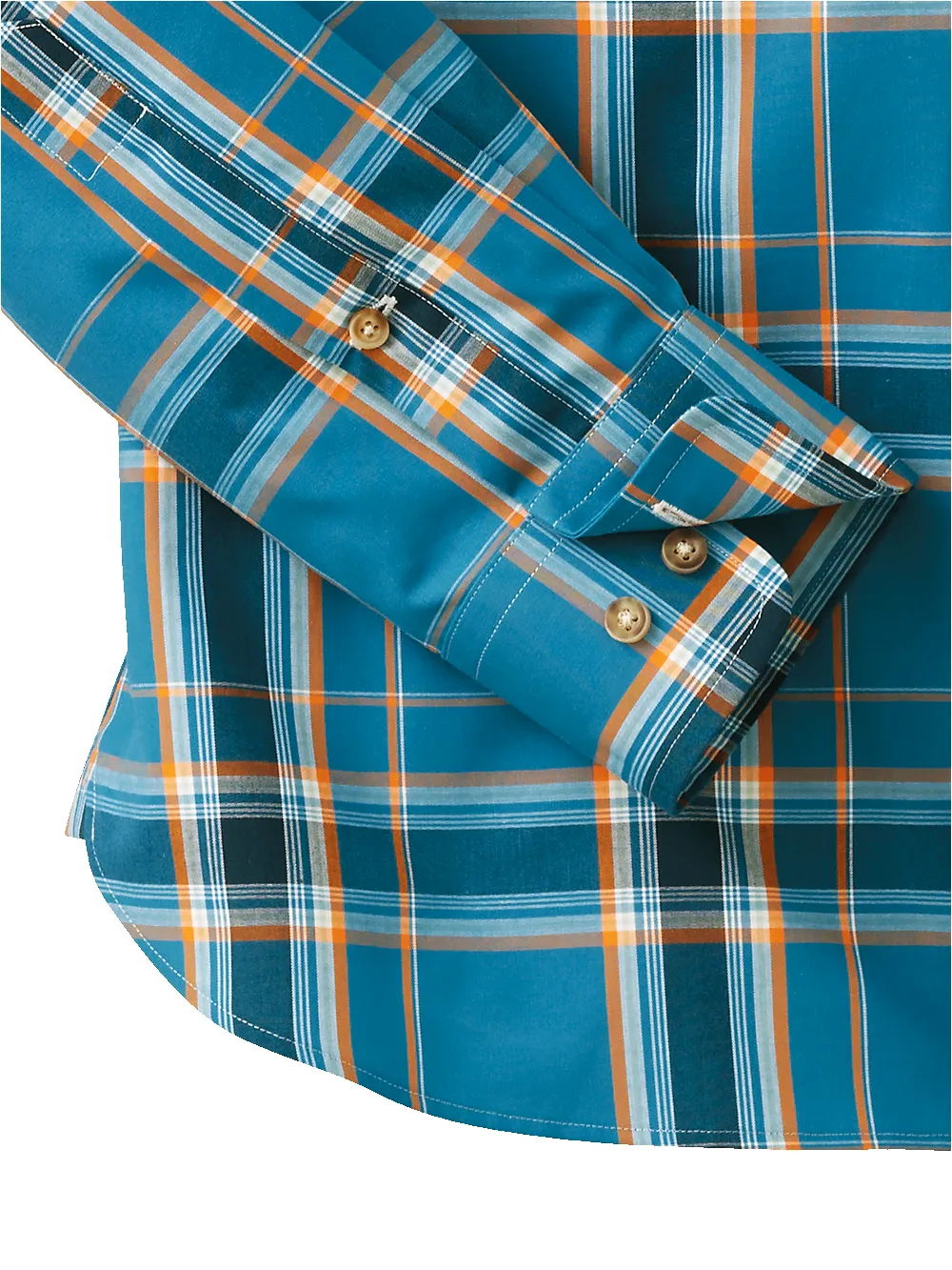Cotton Plaid Casual Shirt - Teal sold by Paul Fredrick product image thumbnail 3
