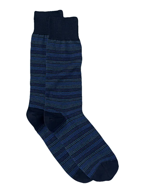 Stripe Cotton Blend Sock - Navy Multi sold by Paul Fredrick