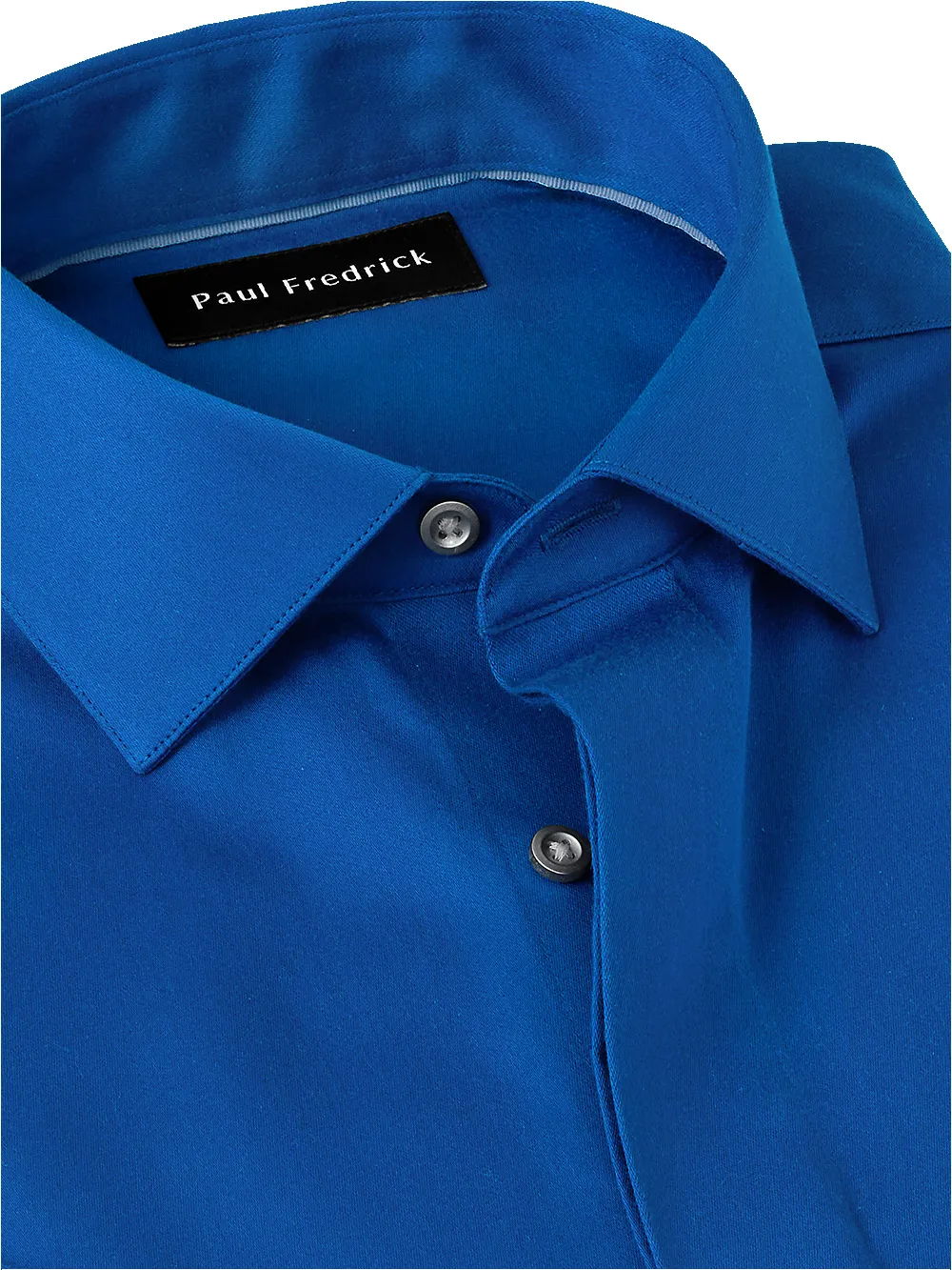 Non-Iron Cotton Solid Dress Shirt With Contrast Trim - Cobalt sold by Paul Fredrick product image thumbnail 4