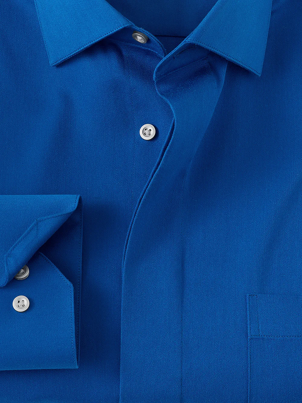 Non-Iron Cotton Solid Dress Shirt With Contrast Trim - Cobalt sold by Paul Fredrick product image thumbnail 3