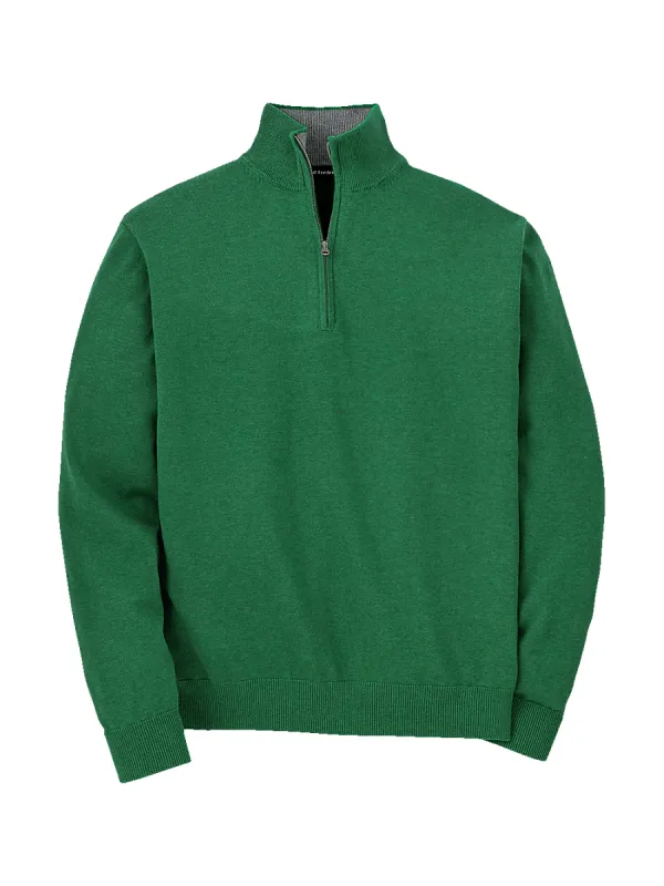Supima Cotton Zip Mock Neck Sweater - Green sold by Paul Fredrick
