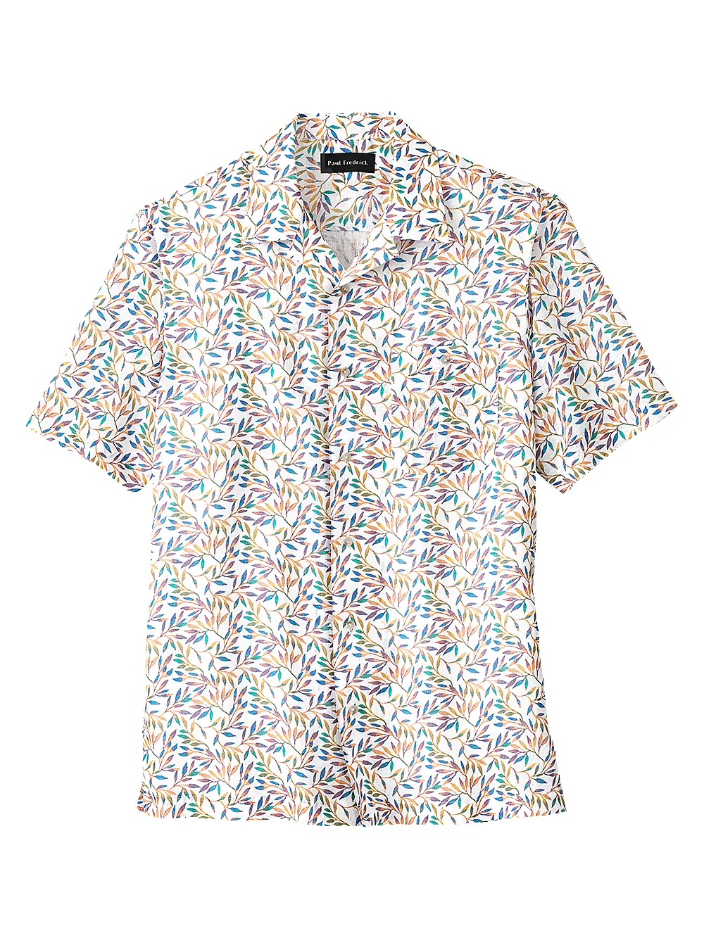 Linen Botanical Print Casual Shirt - White Multi sold by Paul Fredrick