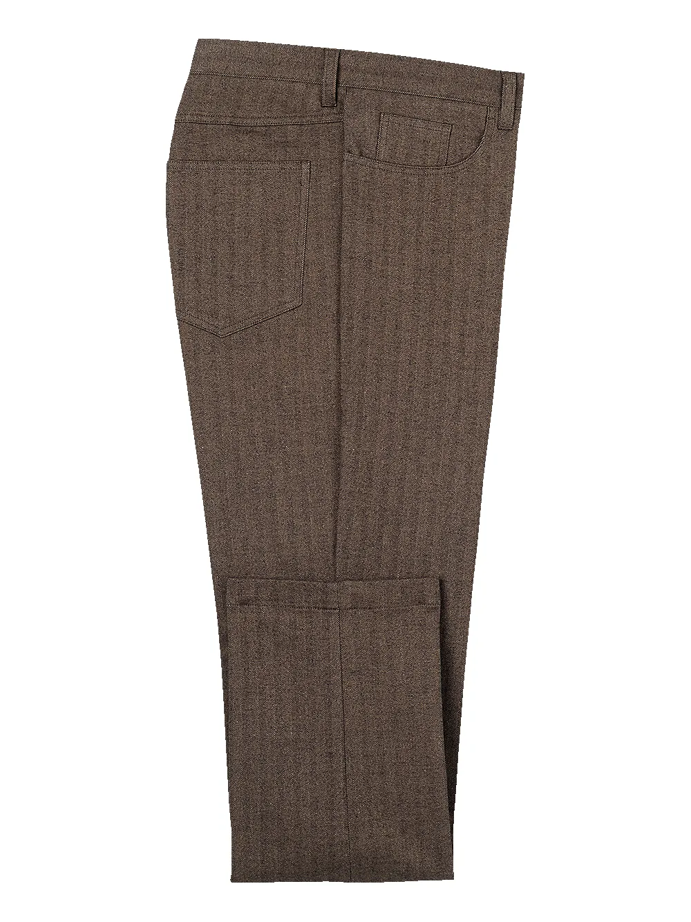 Cotton Herringbone Five Pocket Pants - Brown sold by Paul Fredrick