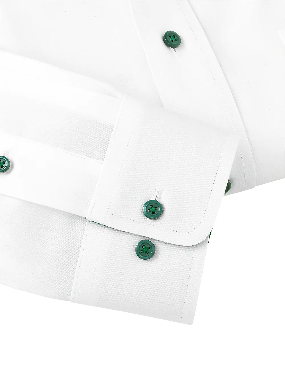 Non-Iron Cotton Solid Dress Shirt With Contrast Trim - White sold by Paul Fredrick product image thumbnail 4