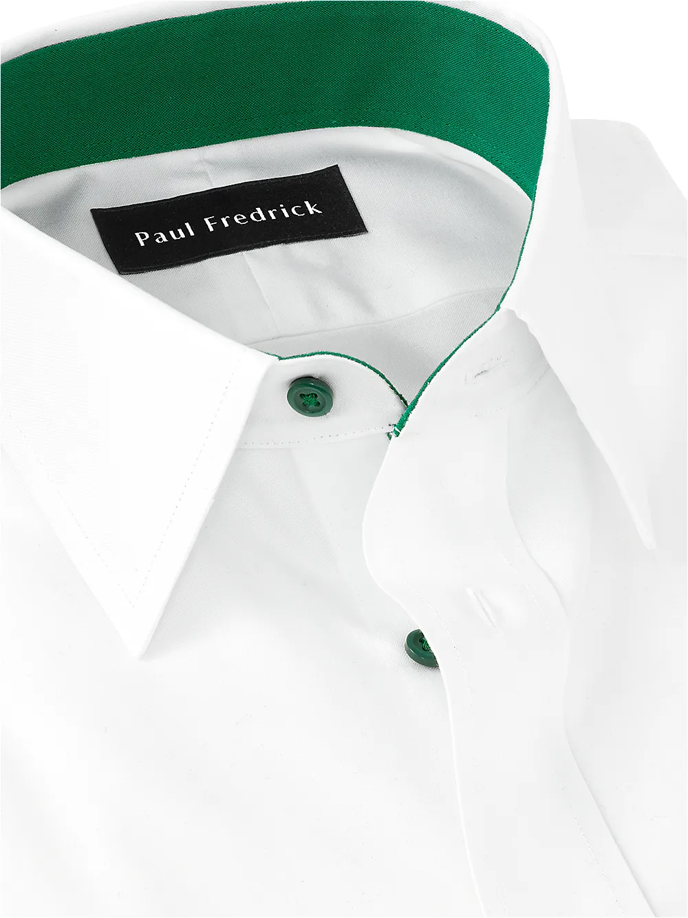 Non-Iron Cotton Solid Dress Shirt With Contrast Trim - White sold by Paul Fredrick product image thumbnail 3