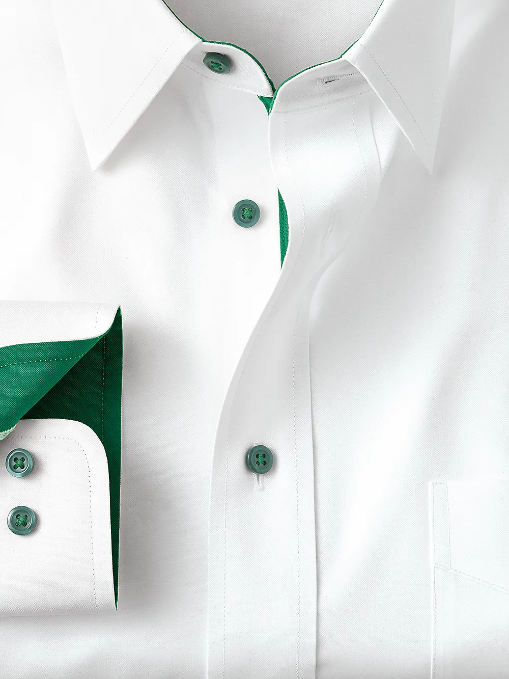 Non-Iron Cotton Solid Dress Shirt With Contrast Trim - White sold by Paul Fredrick product image thumbnail 2