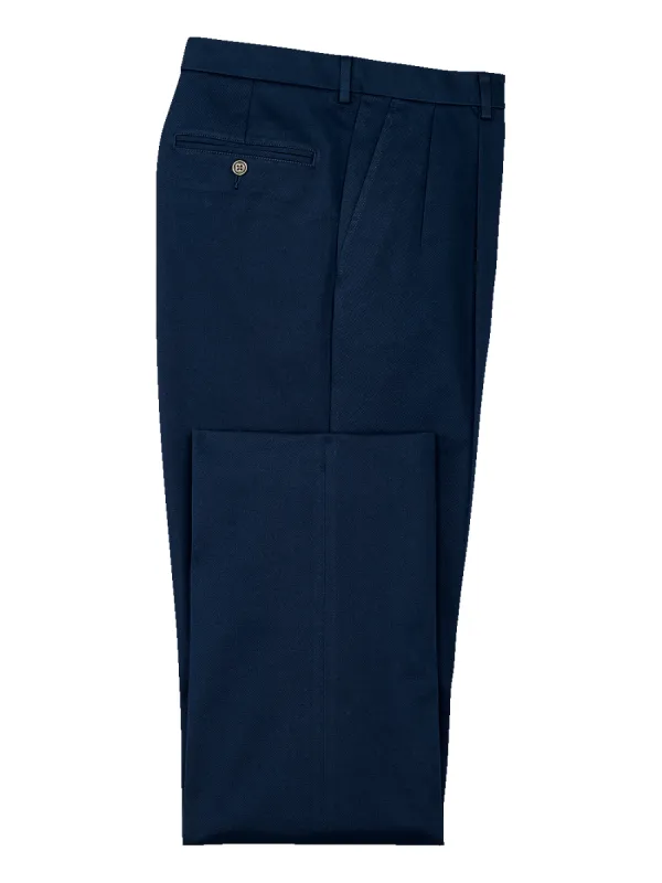 Impeccable Cotton Chino Pleated Pants - Navy sold by Paul Fredrick