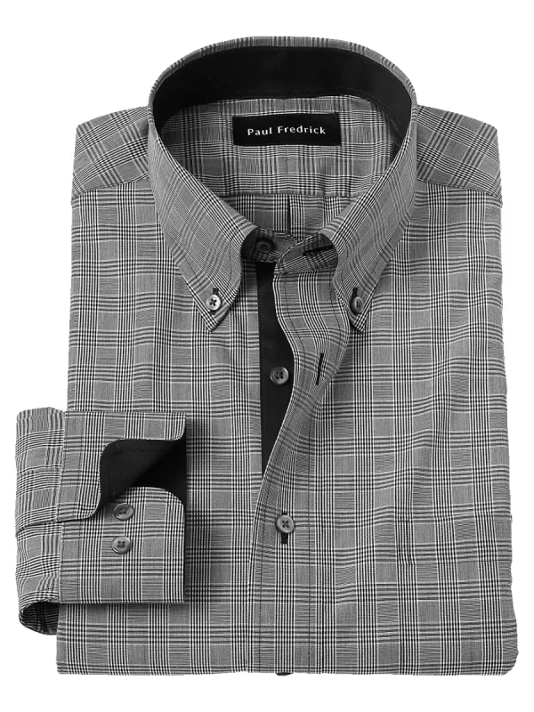 Non-Iron Cotton Plaid Dress Shirt With Contrast Trim - Black sold by Paul Fredrick