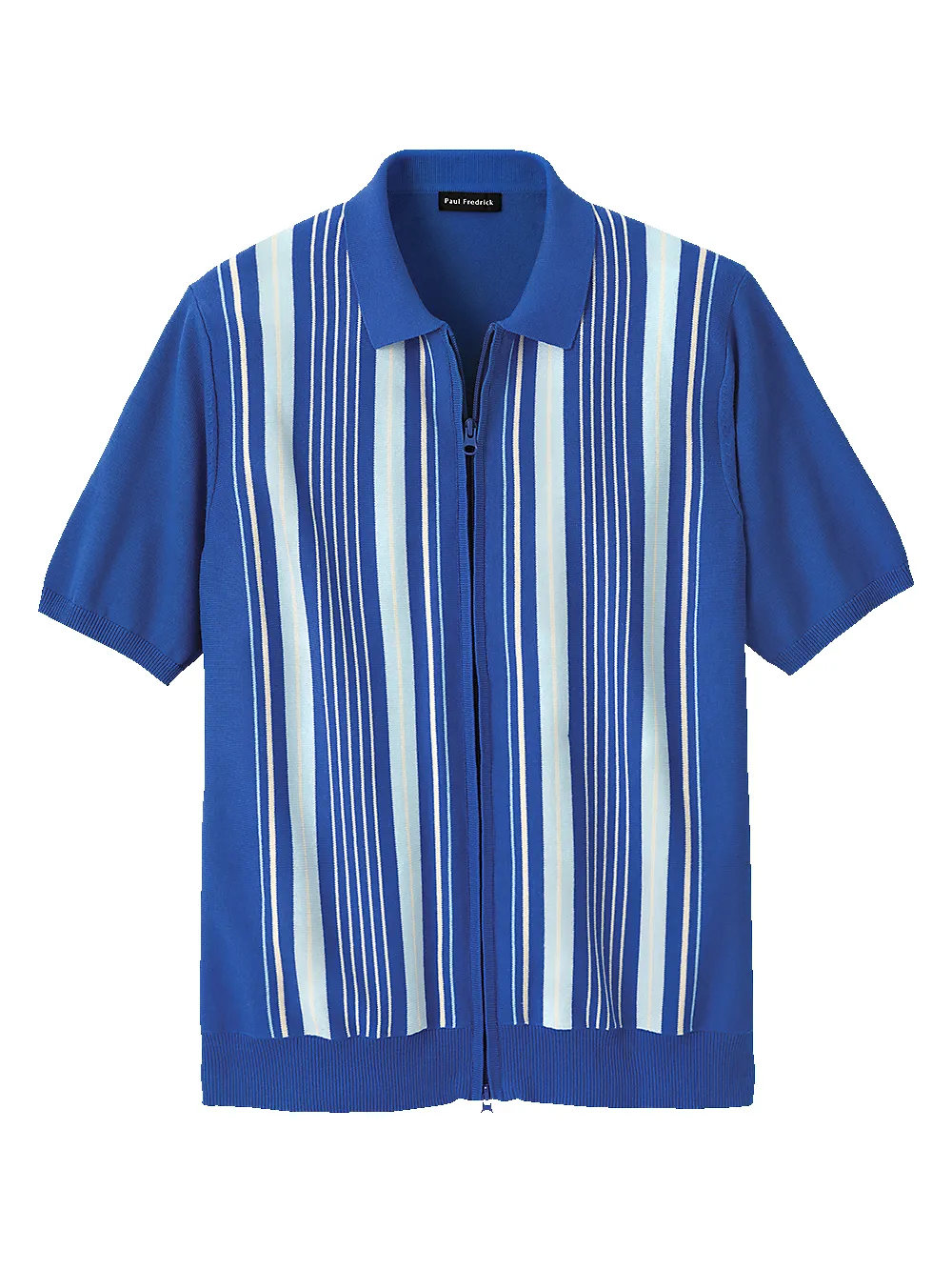 Cotton Full Zip Polo - Cobalt sold by Paul Fredrick