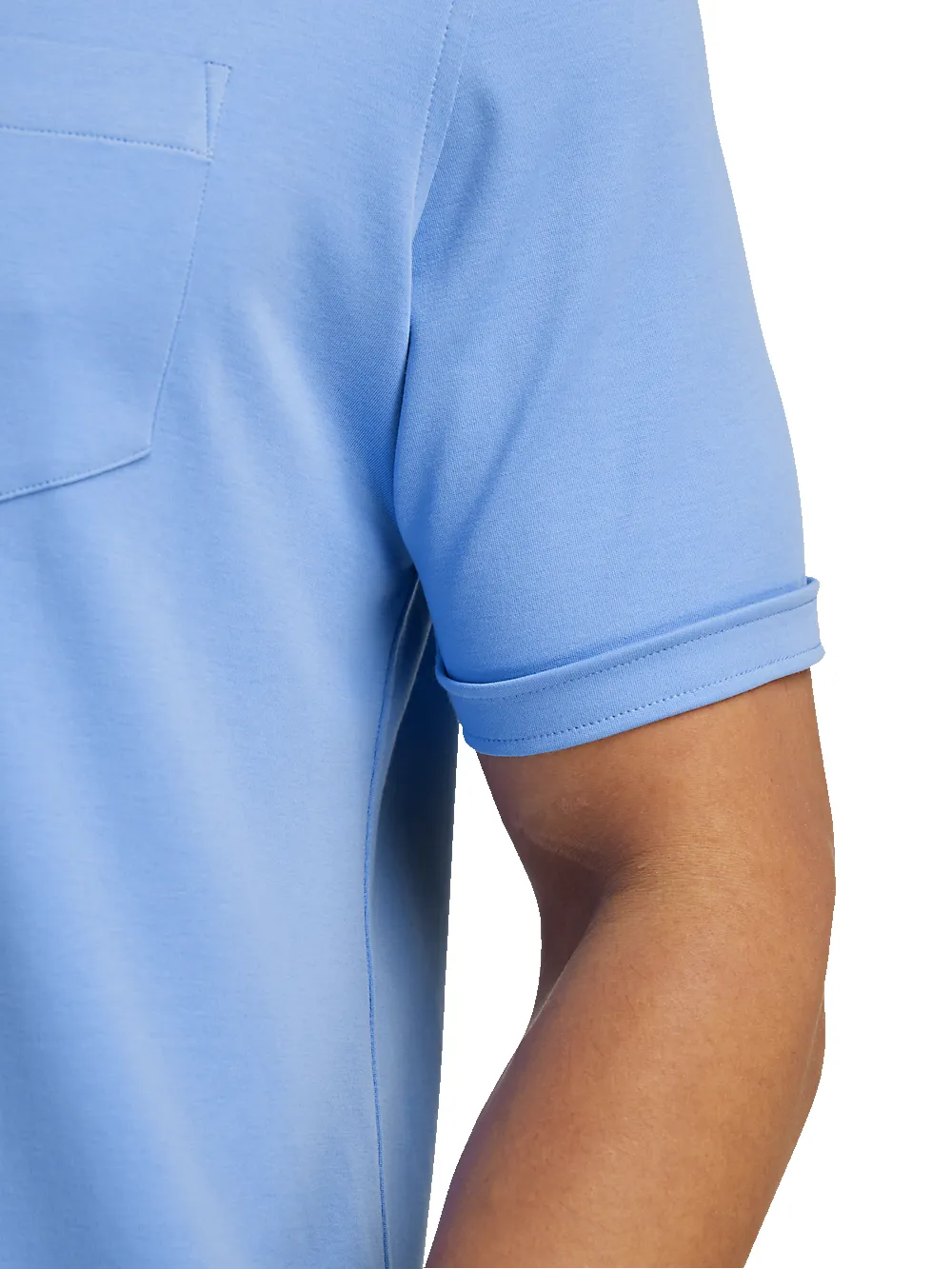 Cotton Button Front Polo - Light Blue sold by Paul Fredrick product image thumbnail 4