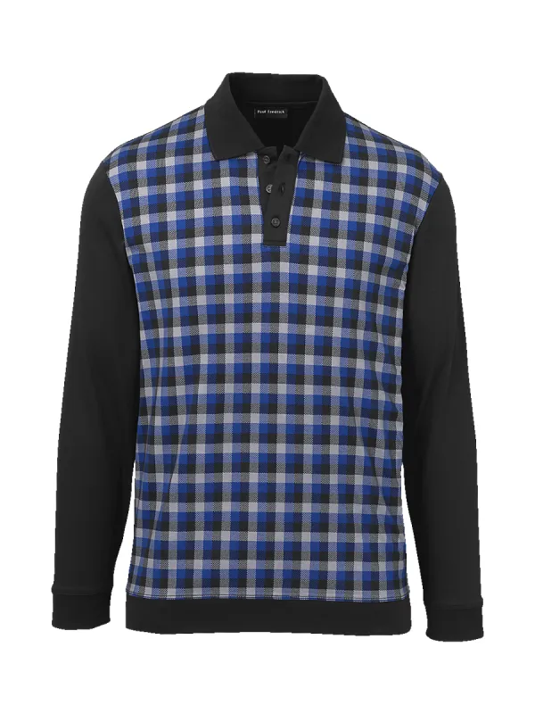 Cotton Three Button Polo - Black/blue sold by Paul Fredrick