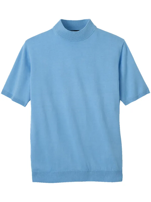 Cotton Mock Neck Sweater - Light Blue sold by Paul Fredrick
