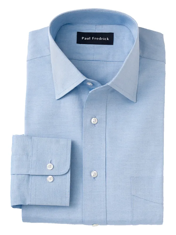 Pure Cotton Pinpoint Solid Color Spread Collar Dress Shirt - Blue sold by Paul Fredrick