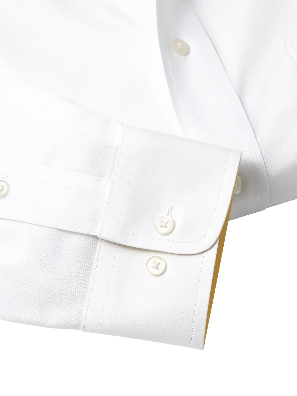 Non-Iron Cotton Solid Dress Shirt With Contrast Trim - White sold by Paul Fredrick product image thumbnail 4