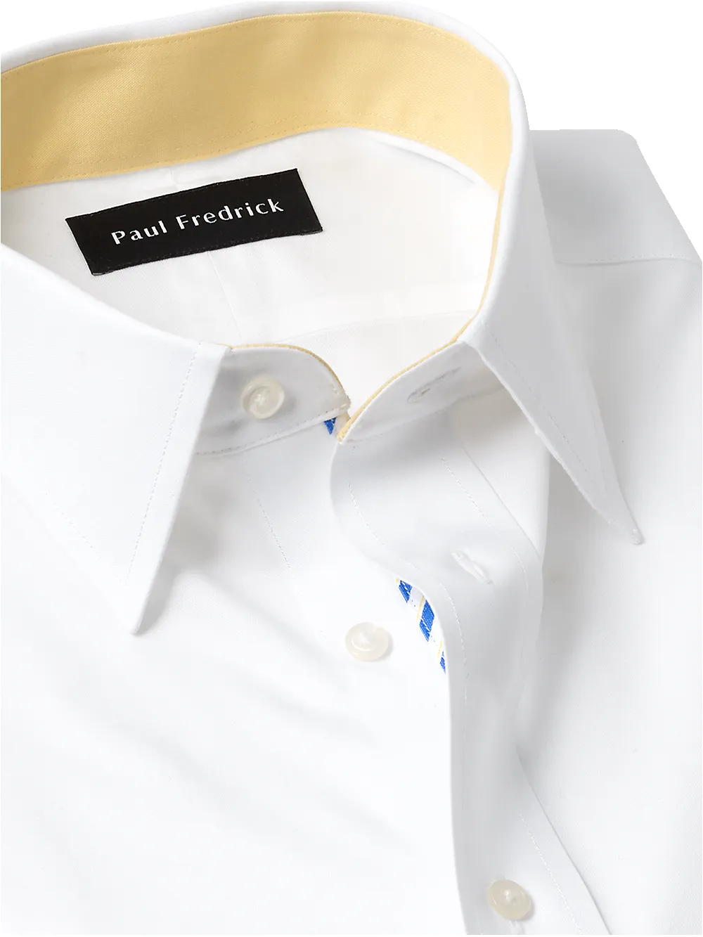 Non-Iron Cotton Solid Dress Shirt With Contrast Trim - White sold by Paul Fredrick product image thumbnail 3