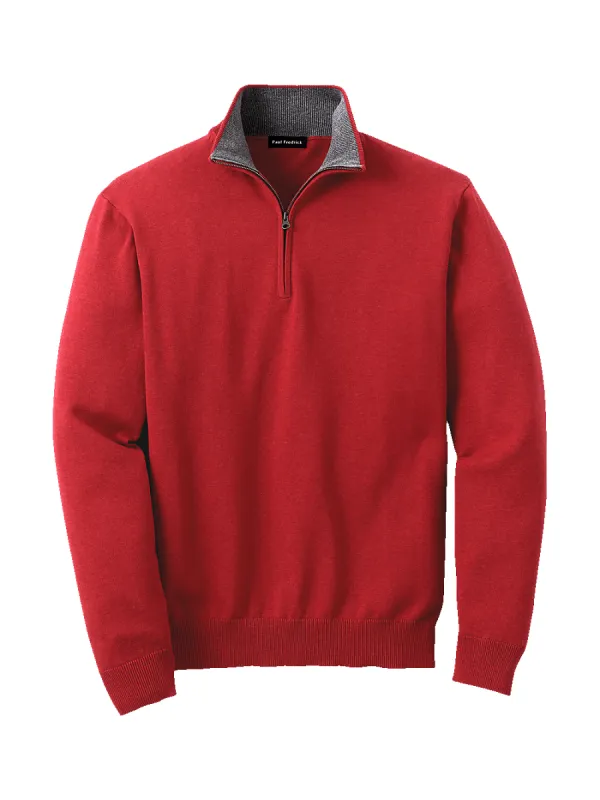 Supima Cotton Zip Mock Neck Sweater - Red sold by Paul Fredrick
