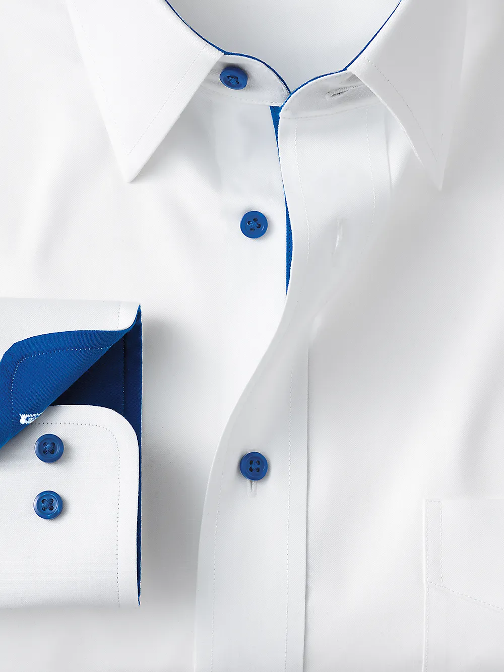 Non-Iron Cotton Solid Dress Shirt With Contrast Trim - White sold by Paul Fredrick product image thumbnail 2