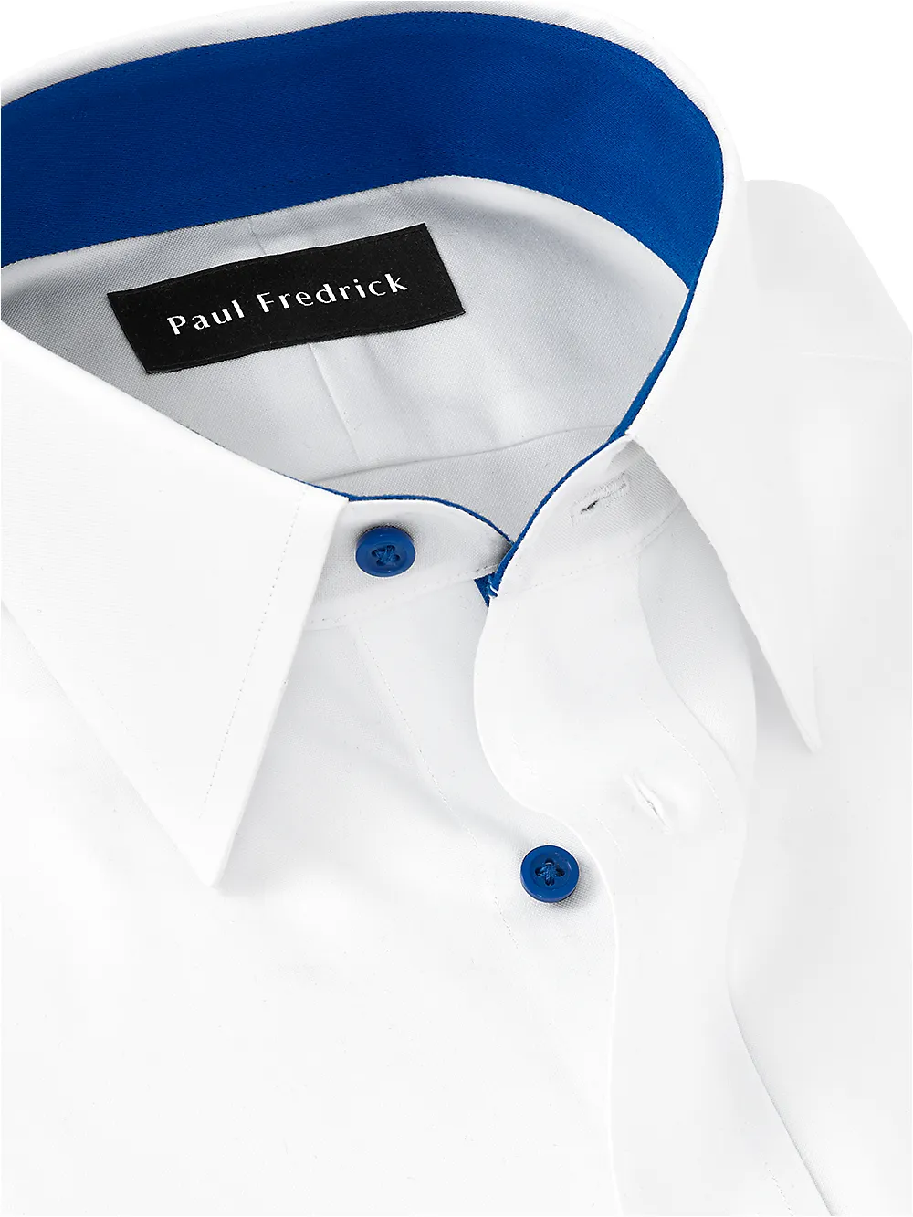 Non-Iron Cotton Solid Dress Shirt With Contrast Trim - White sold by Paul Fredrick product image thumbnail 3