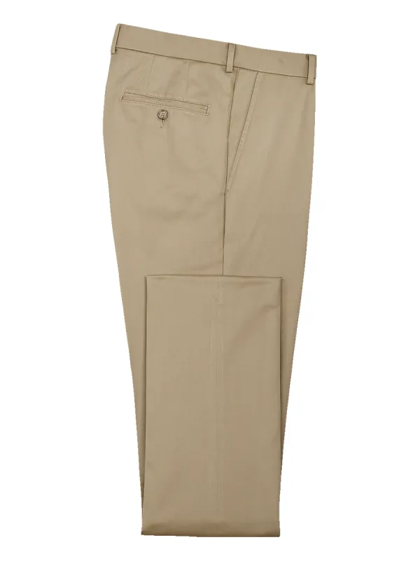 Impeccable Cotton Chino Flat Front Pants - Khaki sold by Paul Fredrick