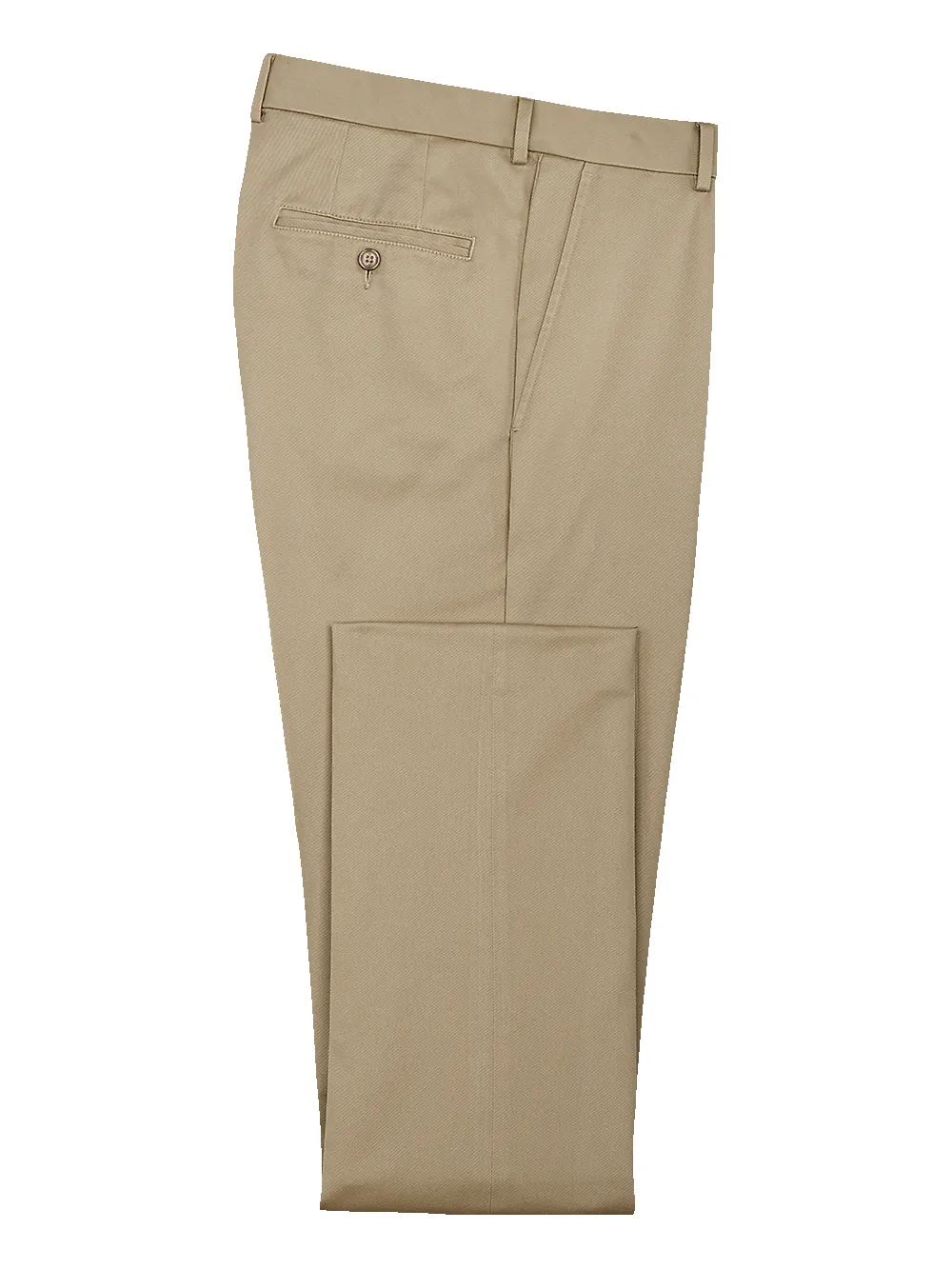 Impeccable Cotton Chino Flat Front Pants - Khaki sold by Paul Fredrick