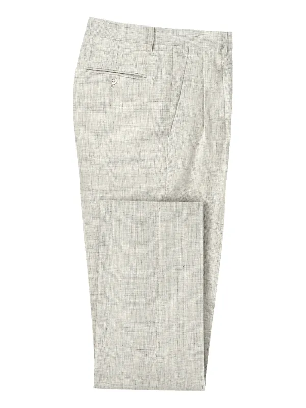Linen Plaid Pleated Suit Pants - Light Grey sold by Paul Fredrick