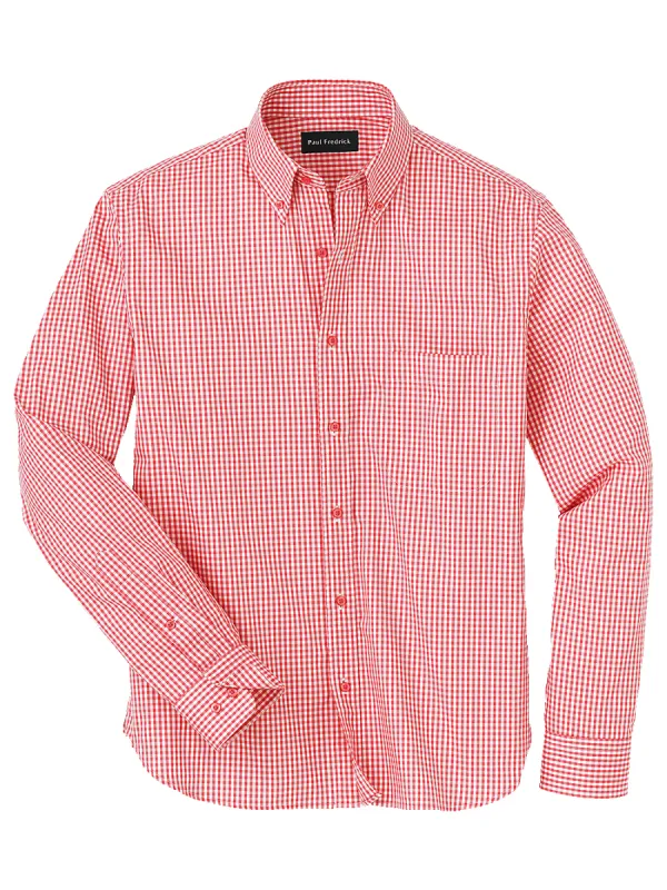 Cotton Gingham Casual Shirt - Coral sold by Paul Fredrick