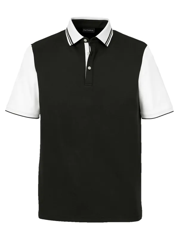 Cotton Three Button Polo - Black sold by Paul Fredrick