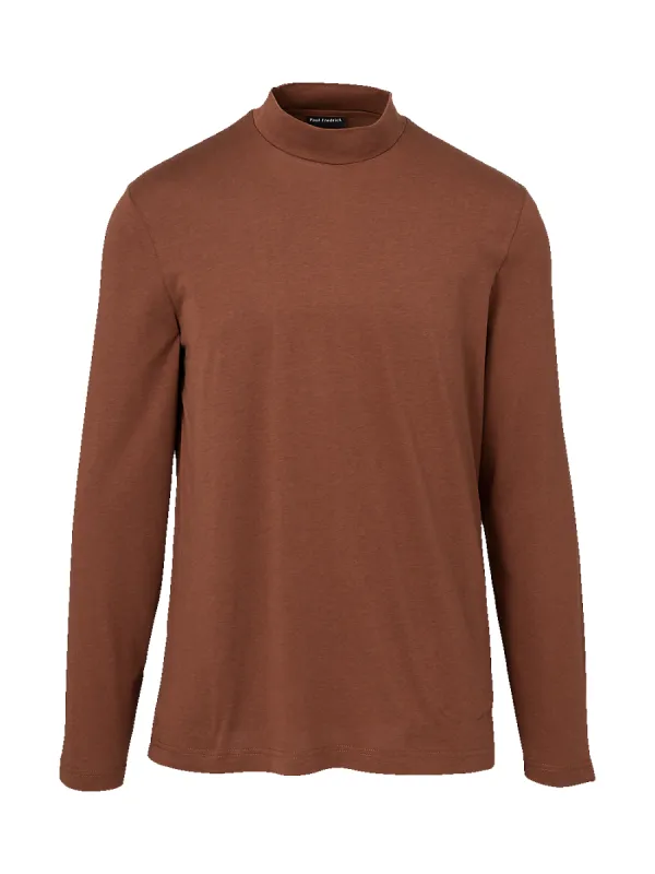 Cotton/Tencel Mock Neck - Brown sold by Paul Fredrick