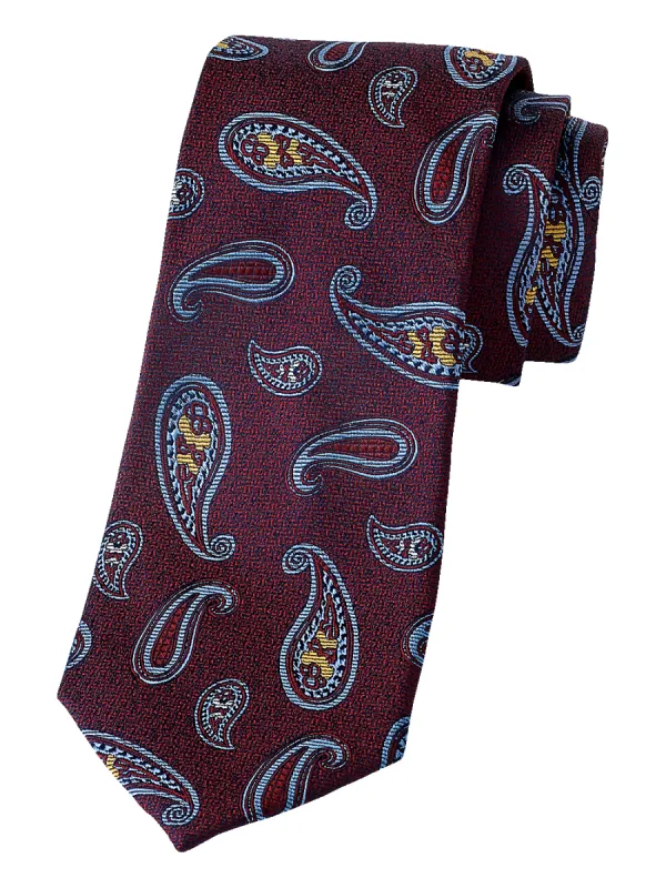 Paisley Woven Silk Tie - Burgundy sold by Paul Fredrick
