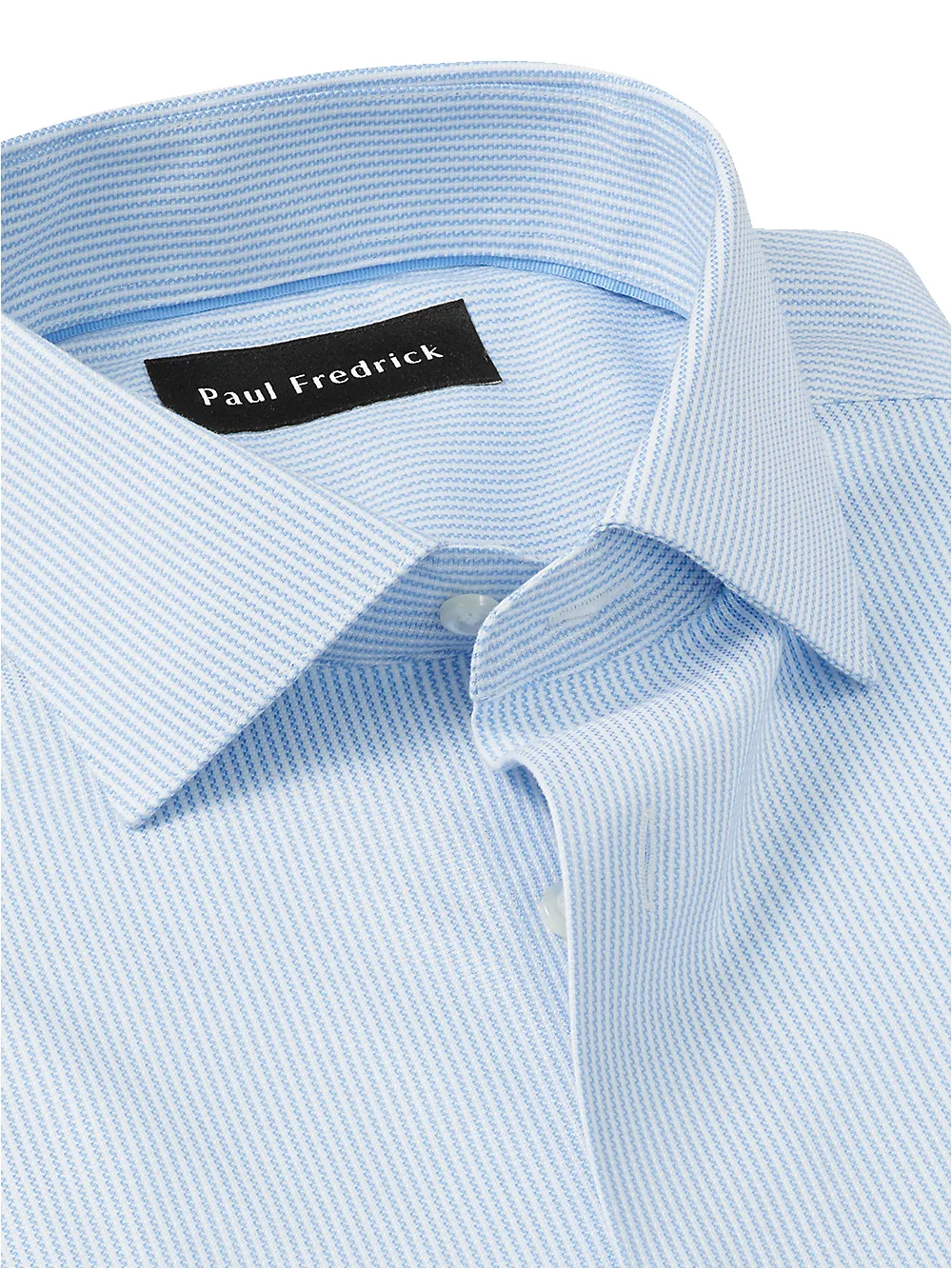 Royal Oxford Comfort Stretch Non-Iron Stripe Dress Shirt - Blue sold by Paul Fredrick product image thumbnail 4