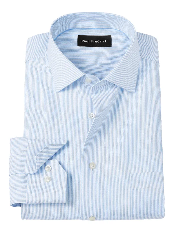 Royal Oxford Comfort Stretch Non-Iron Stripe Dress Shirt - Blue sold by Paul Fredrick