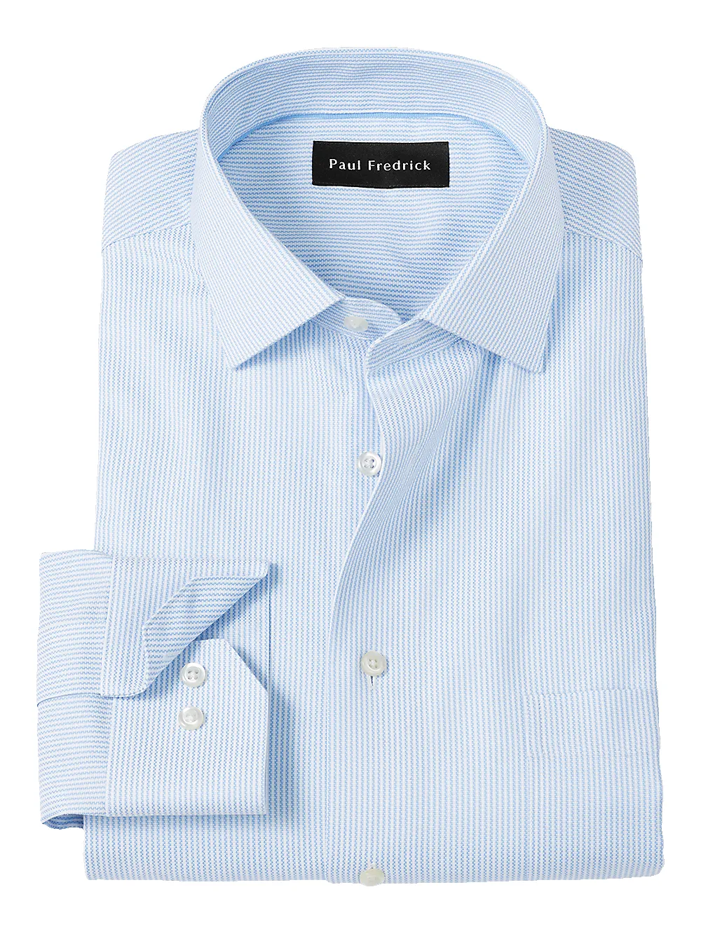 Royal Oxford Comfort Stretch Non-Iron Stripe Dress Shirt - Blue sold by Paul Fredrick