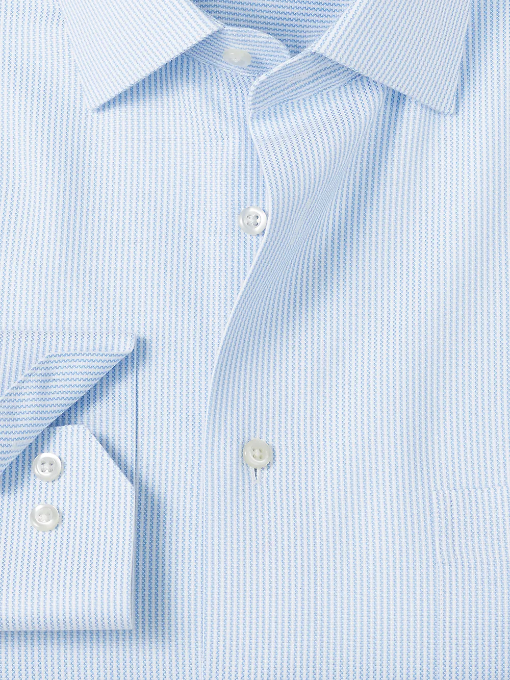 Royal Oxford Comfort Stretch Non-Iron Stripe Dress Shirt - Blue sold by Paul Fredrick product image thumbnail 3