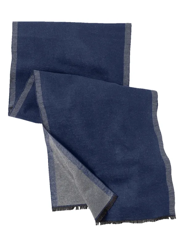 Solid Reversible Brushed Silk Scarf - Navy/grey sold by Paul Fredrick