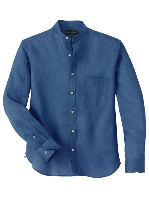 Linen Solid Casual Shirt - French Blue sold by Paul Fredrick