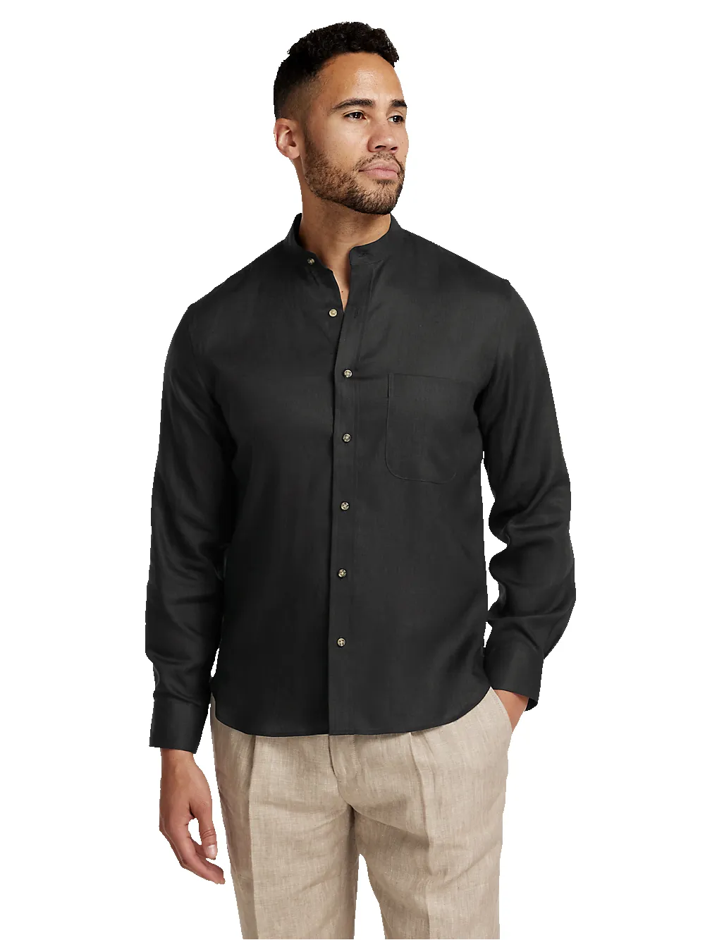 Linen Solid Casual Shirt - Black sold by Paul Fredrick product image thumbnail 2