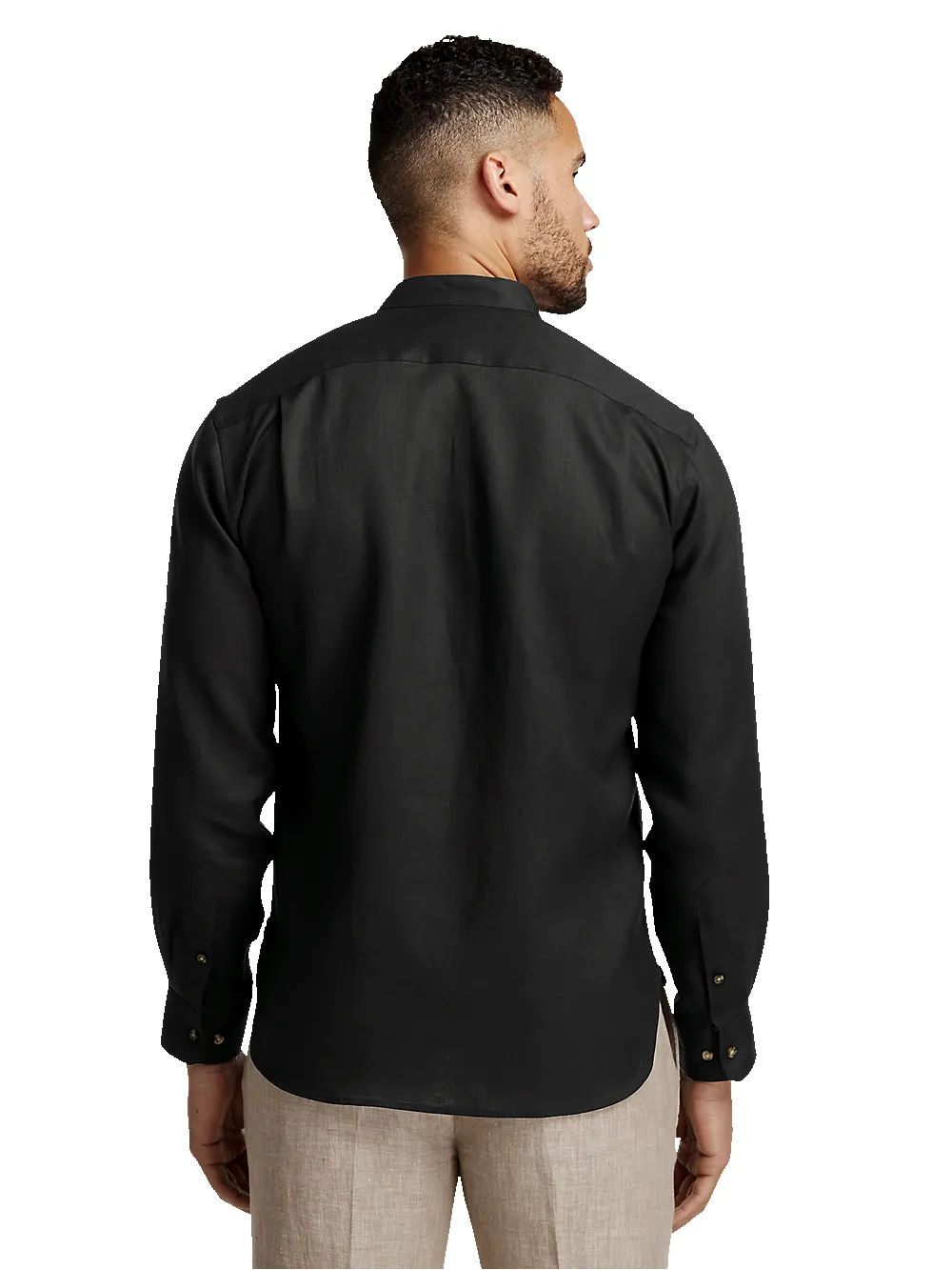 Linen Solid Casual Shirt - Black sold by Paul Fredrick product image thumbnail 5