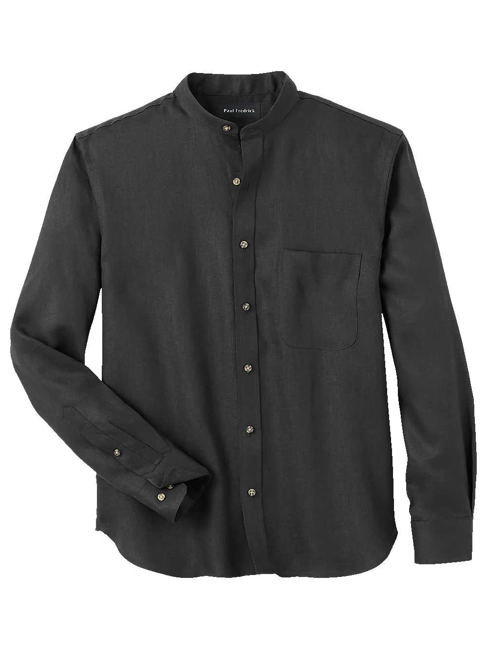 Linen Solid Casual Shirt - Black sold by Paul Fredrick