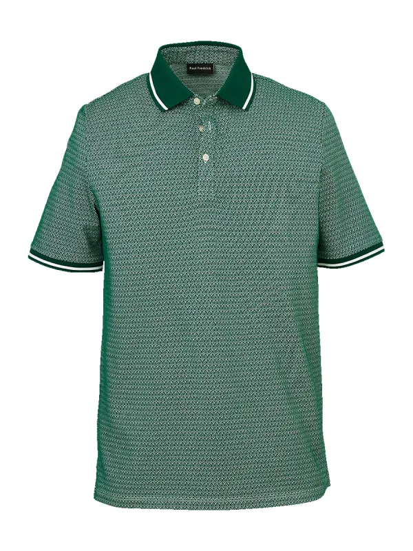 Cotton Blend Three Button Polo - Green sold by Paul Fredrick