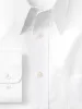 Pure Cotton Pinpoint Solid Color Edge-stitched Straight Collar Dress Shirt - White sold by Paul Fredrick