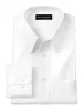Pure Cotton Pinpoint Solid Color Edge-stitched Straight Collar Dress Shirt - White sold by Paul Fredrick