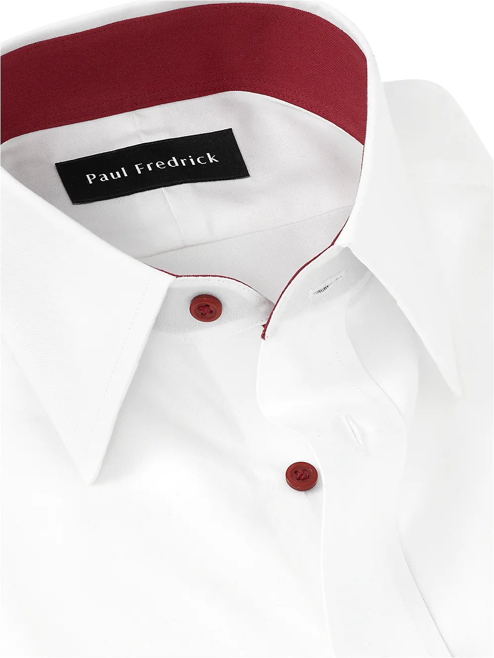 Non-Iron Cotton Solid Dress Shirt With Contrast Trim - White sold by Paul Fredrick product image thumbnail 3