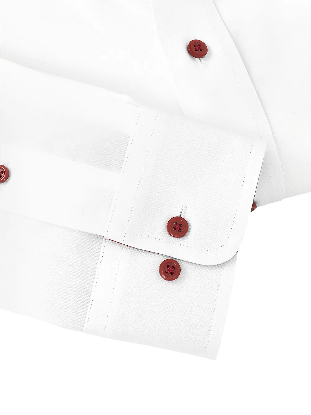 Non-Iron Cotton Solid Dress Shirt With Contrast Trim - White sold by Paul Fredrick product image thumbnail 4